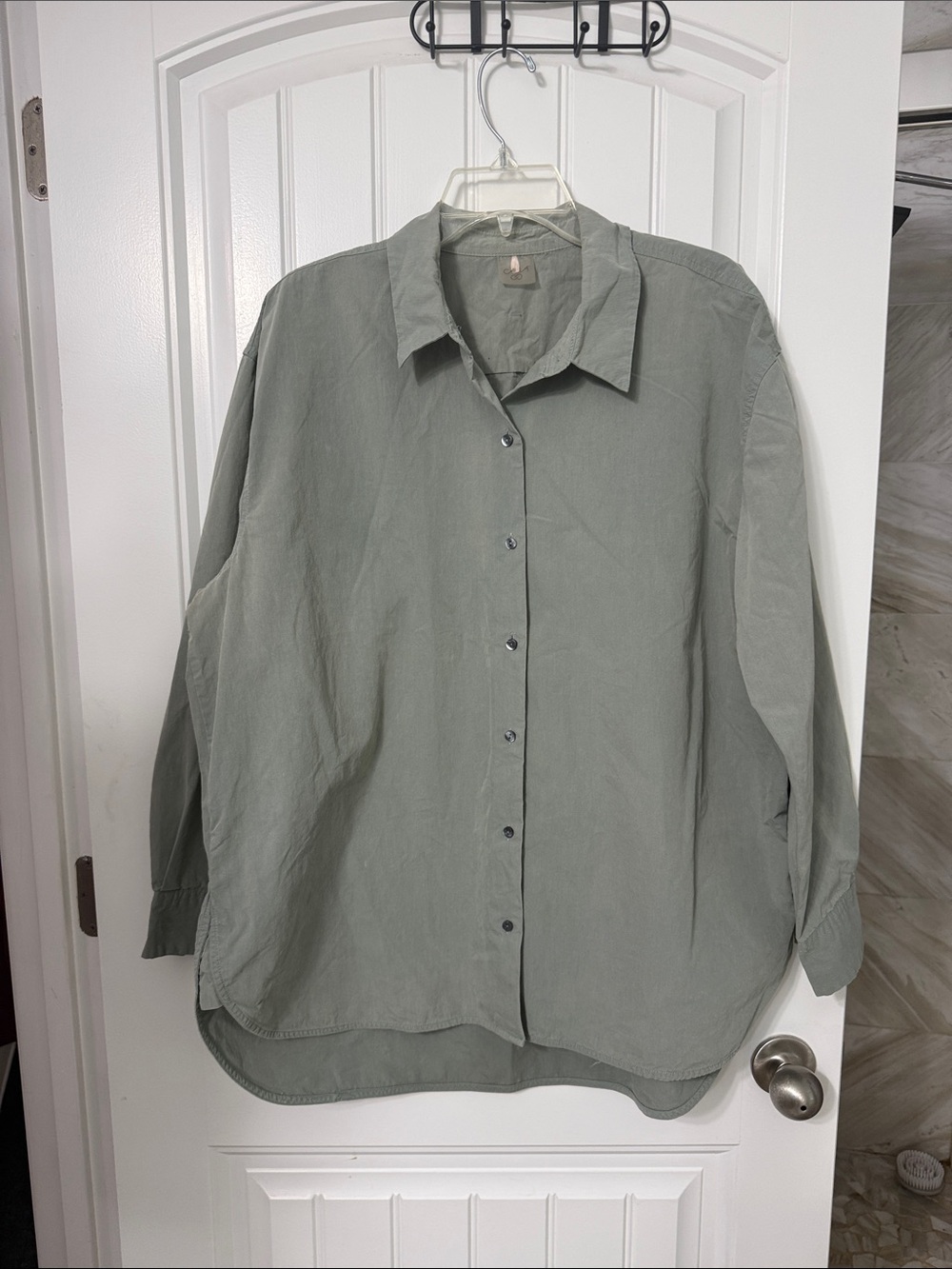 CALIA Long Sleeve Oversized Button Down Dark Slate